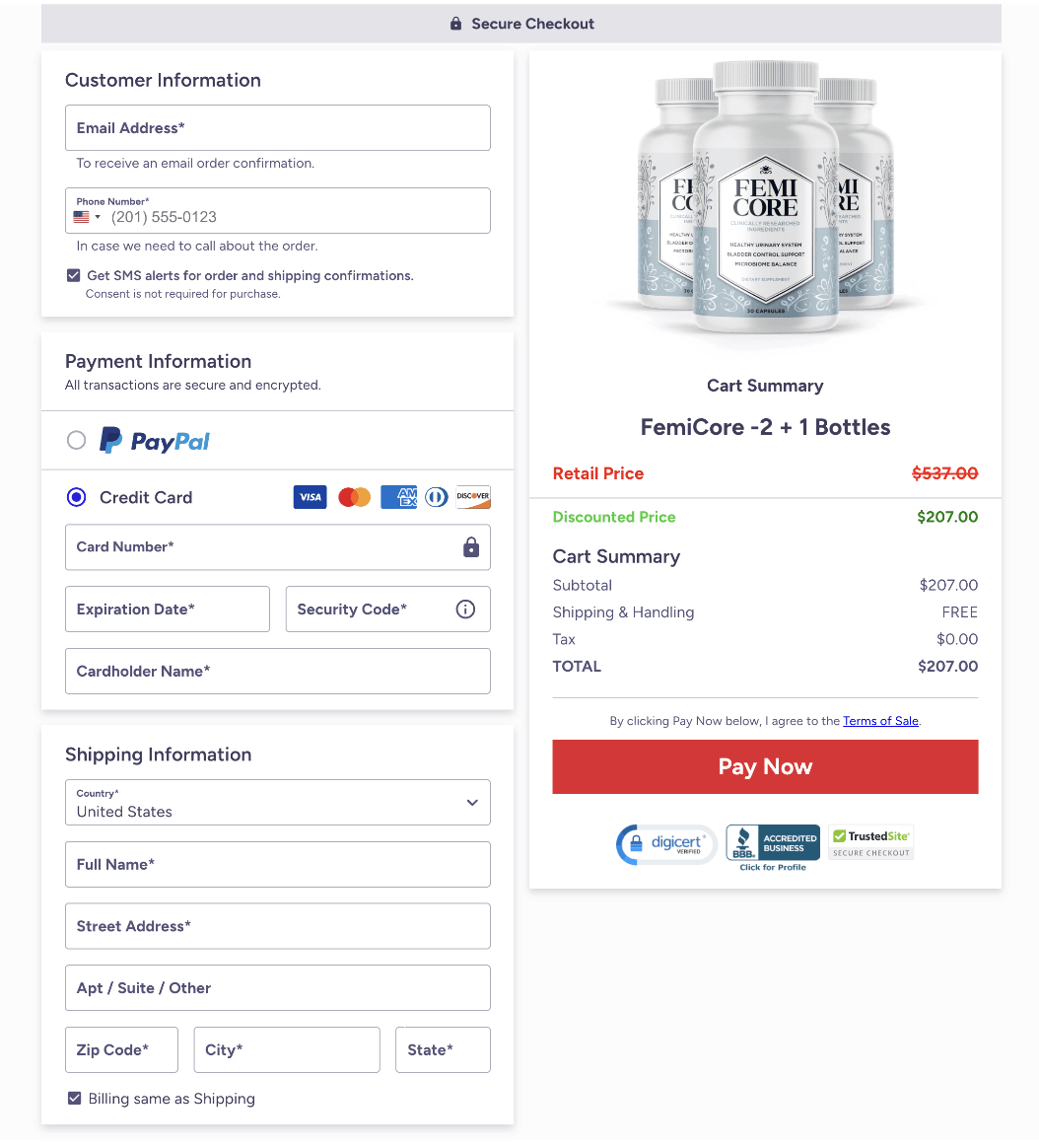 Femicore-Order-Page